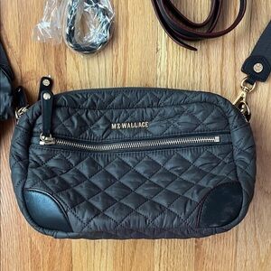 MZ Wallace Charcoal Quilted Crosby Crossbody Bag
